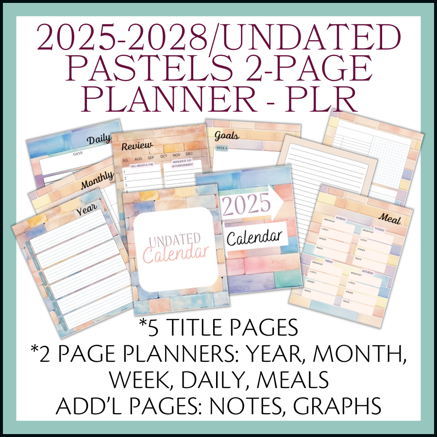 Pastels 2025-2028/Undated 2-Page Calendar