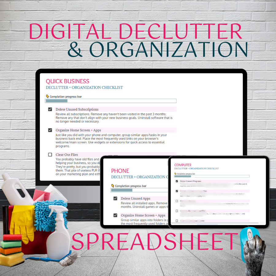 Spreadsheet: Digital Declutter & Organization