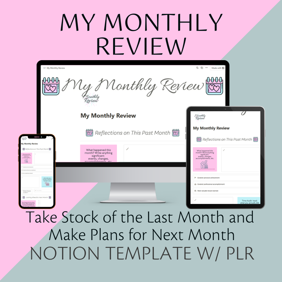 My Monthly Review Notion Template w/ PLR