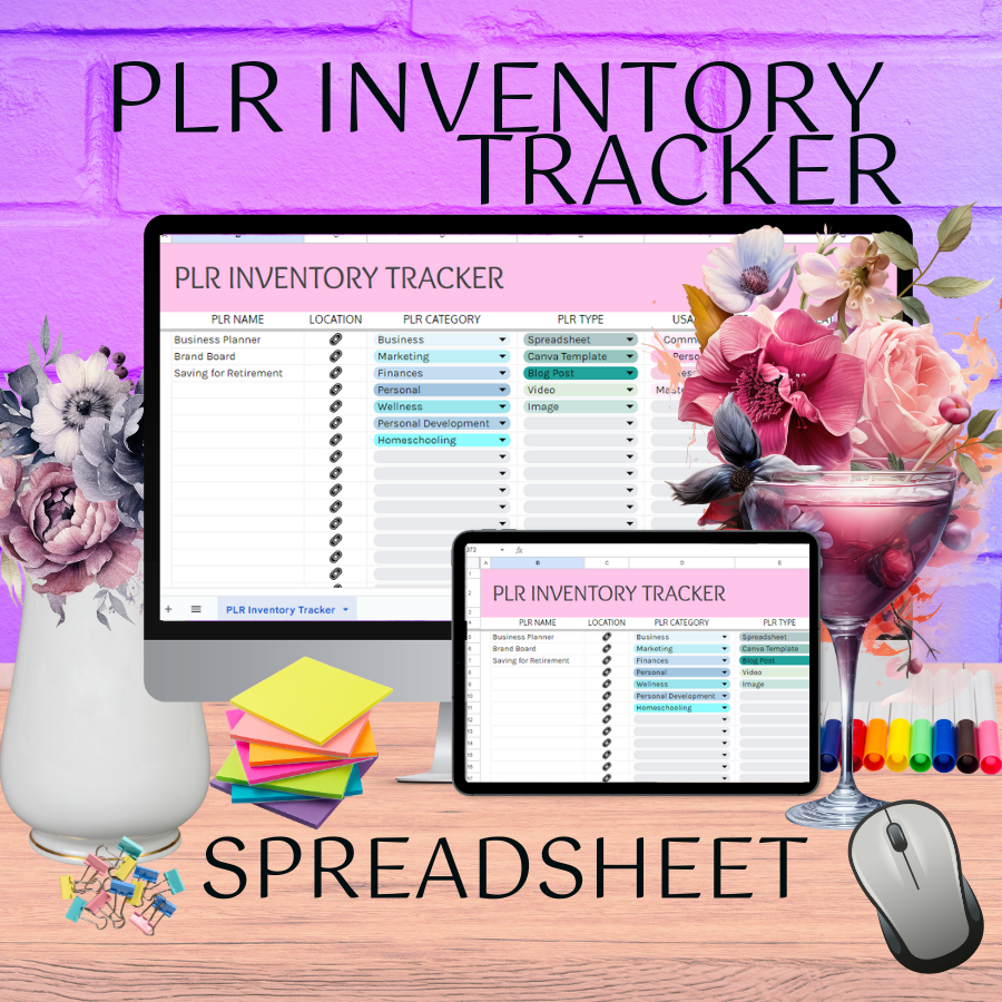 Spreadsheet: PLR Inventory Tracker