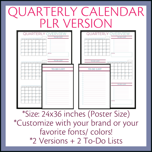 Quarterly Calendar Template - PLR Version