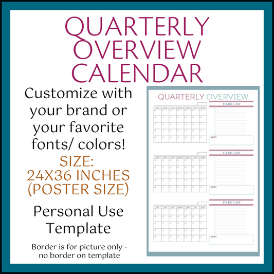 Quarterly Calendar Template - Personal Use